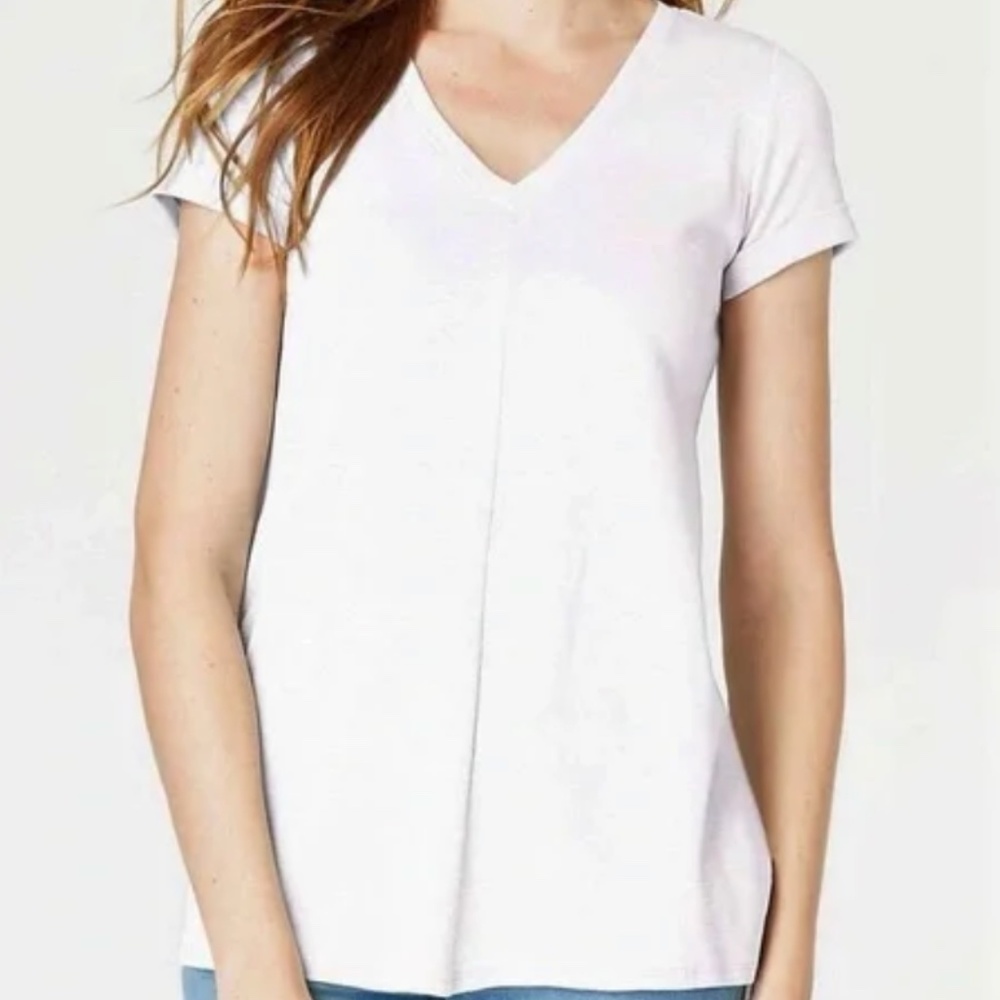 J. Jill White Short Sleeve V-Neck Tee